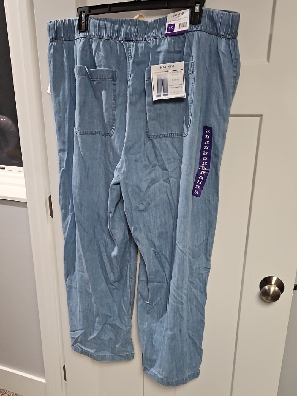 Nine West Light Blue Wide-Leg Pants with Drawstring - Picture 4 of 4